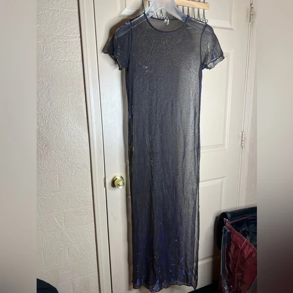 Urban Outfitters | Dresses | Out From Under Metallic Sheer Maxi Dress Small  | Poshmark